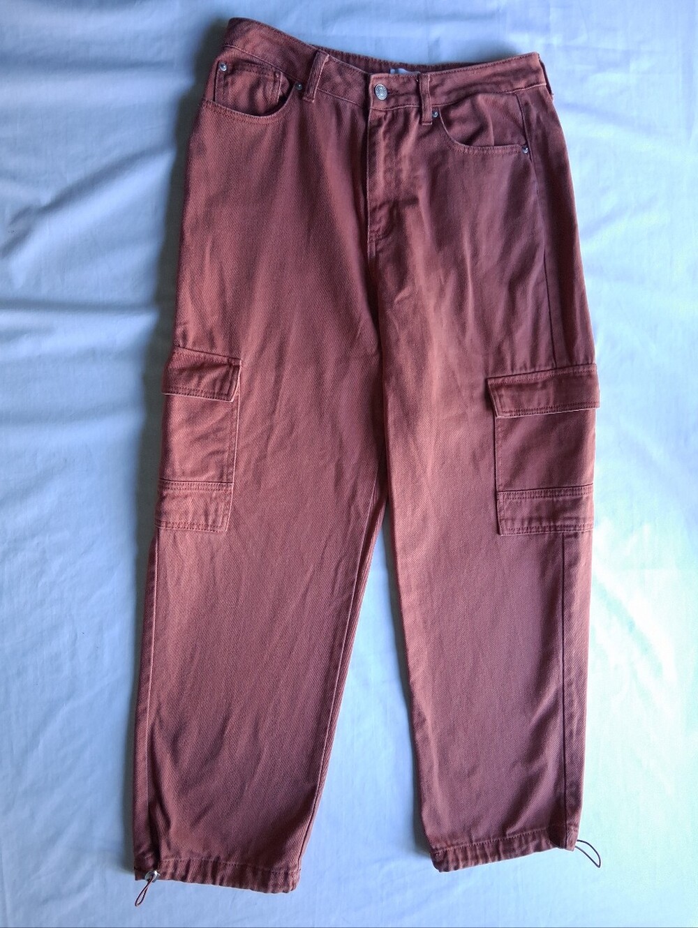 Forever 21 pants cargo utility pockets orange toggle drawstring women’s size 28